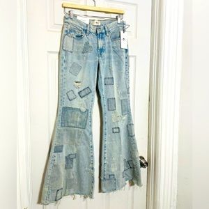 7 Brand Low Rise Flare, hobo patch. New